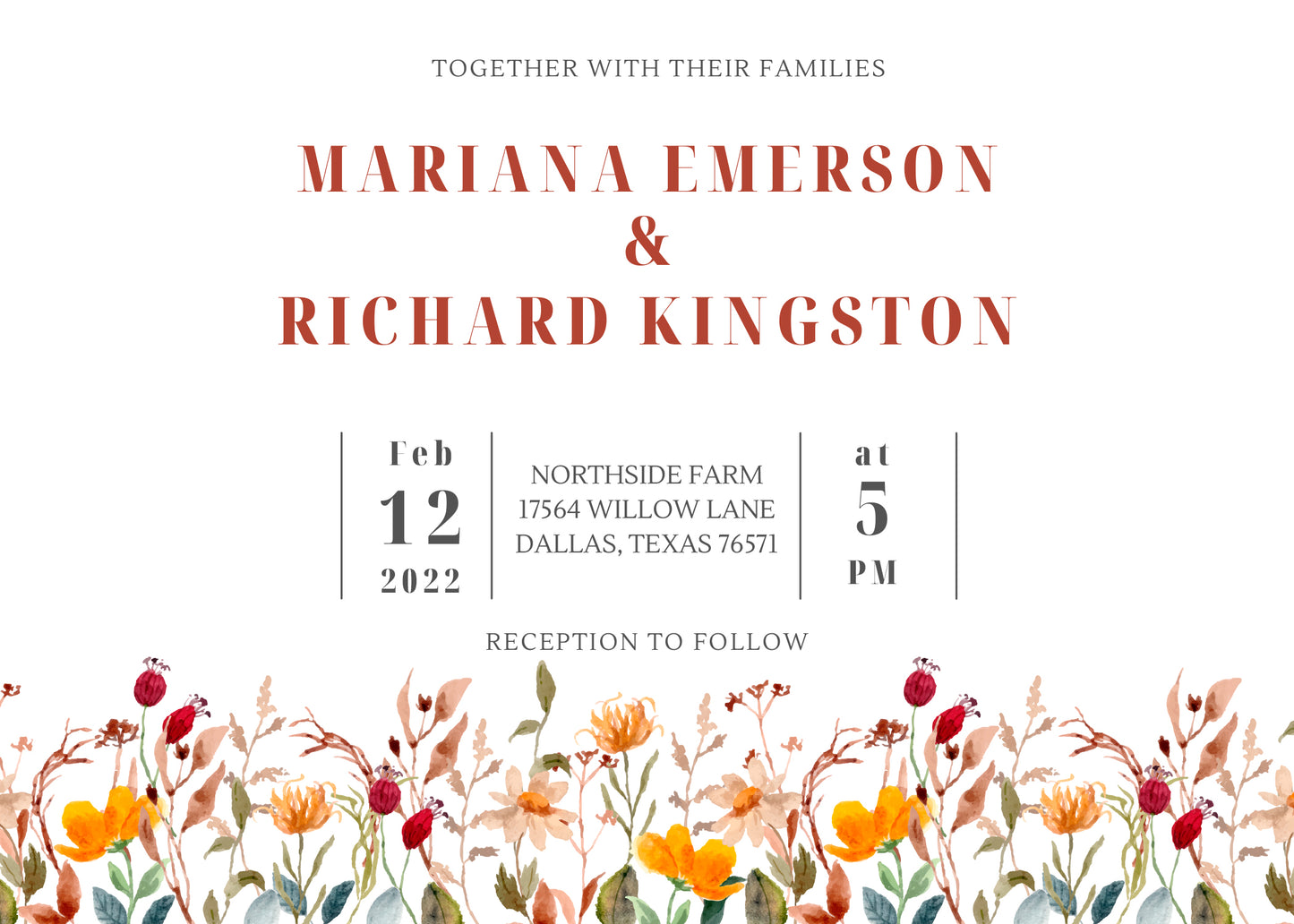 Wildflower Wedding invitation suite