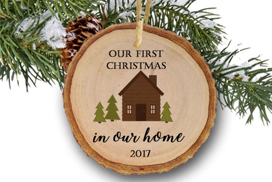 First Christmas New House Ornament, First Christmas in our new home, log cabin,outdoor,Nature,Christmas Tree Ornaments, New Home Gift, Home