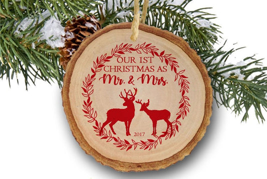 Our First Christmas as Mr & Mrs Christmas Gift Personalized Christmas Ornament Newlywed Ornament Deer Ornament Wedding Ornament Gifts