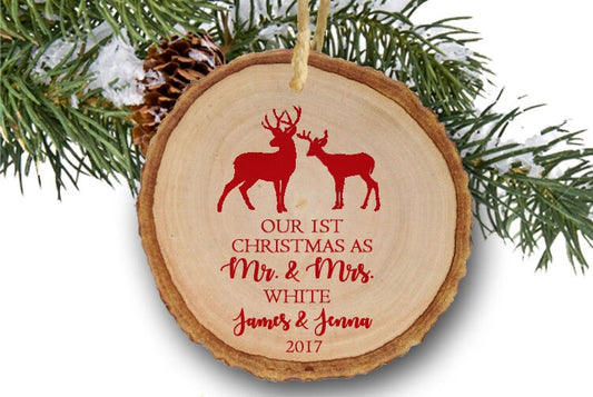 Custom Personalized Our First Christmas as Mr & Mrs Christmas Gift Christmas Ornament Newlywed Ornament Deer Ornament Wedding Ornament Gifts