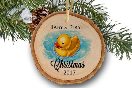 Baby's first Christmas ornament New Baby Ornament Christmas Ornaments Baby Shower gift Rubber Duck ornament gift rustic ornaments