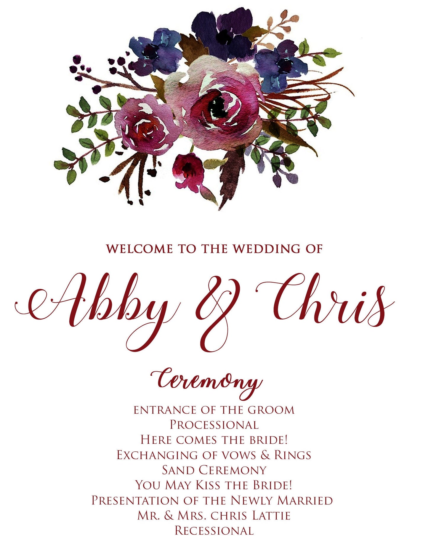Burgundy Wedding Program Fan, Marsala wedding, wedding fan, wedding fans, Fall wedding, Wedding fan program, Wedding program, rustic floral