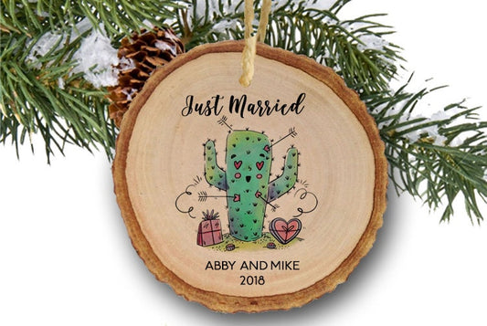 First Christmas just married cactus ornament - our first Christmas as mr. and mrs. gift for newlywed couple