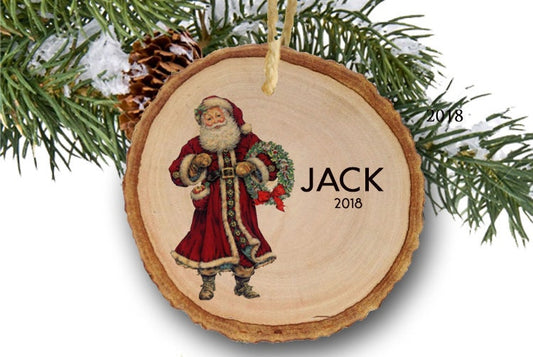 Personalized Christmas Ornament Personalized Santa Christmas Ornament, wooden ornament, wood slice ornament