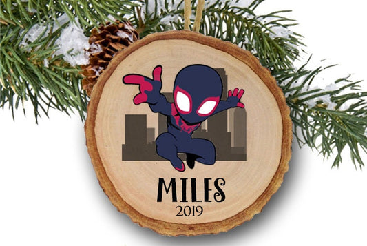 Personalized Christmas ornaments, Spider man, Superheroes, Miles, Name Ornament, Personalized Ornament, Toys,  New Universe