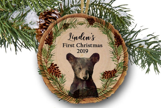 Baby's first Christmas ornament / Christmas ornament / first Christmas / baby ornament / baby bear ornament / girl or boy ornament / wooden