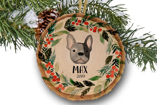 Custom Dog Ornament, Personalized Dog Christmas Ornament, French Bulldog, French Bulldog Gift, Dog Lover gift, Wooden ornament
