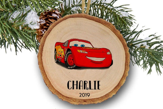 Lightening McQueen ornament, Disney Cars ornament,Christmas ornament,Personalized Christmas ornament,Custom ornament, wood slice