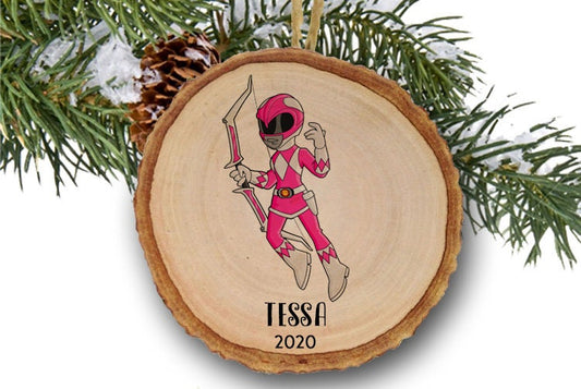 Personalized Christmas ornaments, Power Rangers, pink, Name Ornament, Personalized Name Ornament