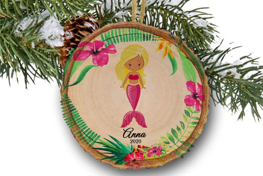 Mermaid Christmas Ornament, kids ornament, Custom ornament, Personalized gift