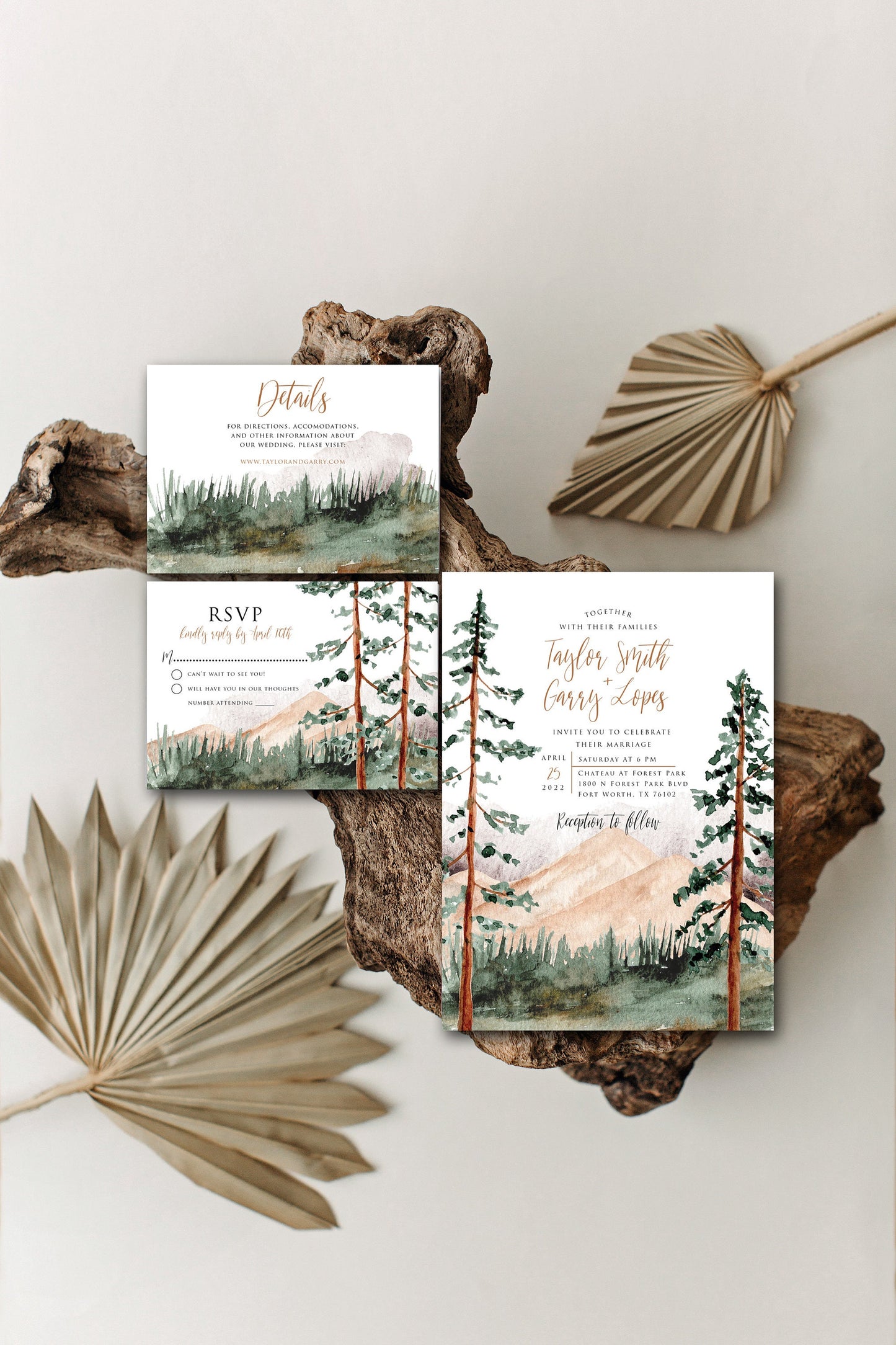 Forest Wedding Fans, Mountain Ceremony Program,  Outdoor Wedding - Printed and Assembled