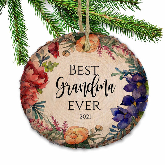 Grandma ornament, Nana, Gigi, Mom,  Grandmother gift, Grandma Gift from Grandkids-Natural Wood slice ornament