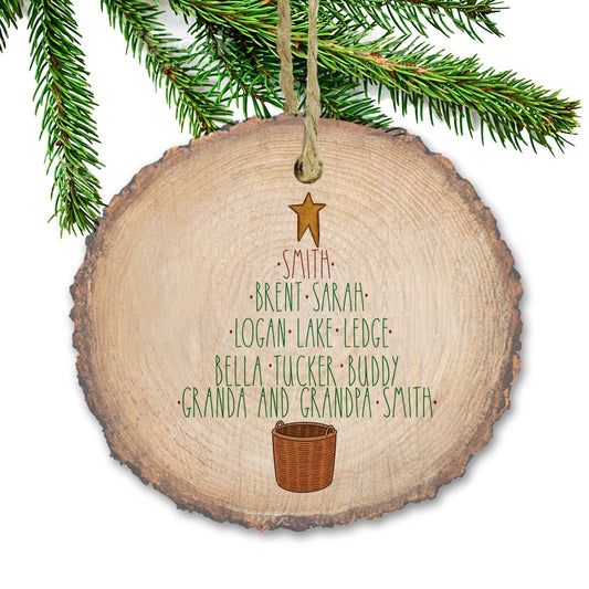 Family Names Christmas Tree Ornament - Farmhouse Style