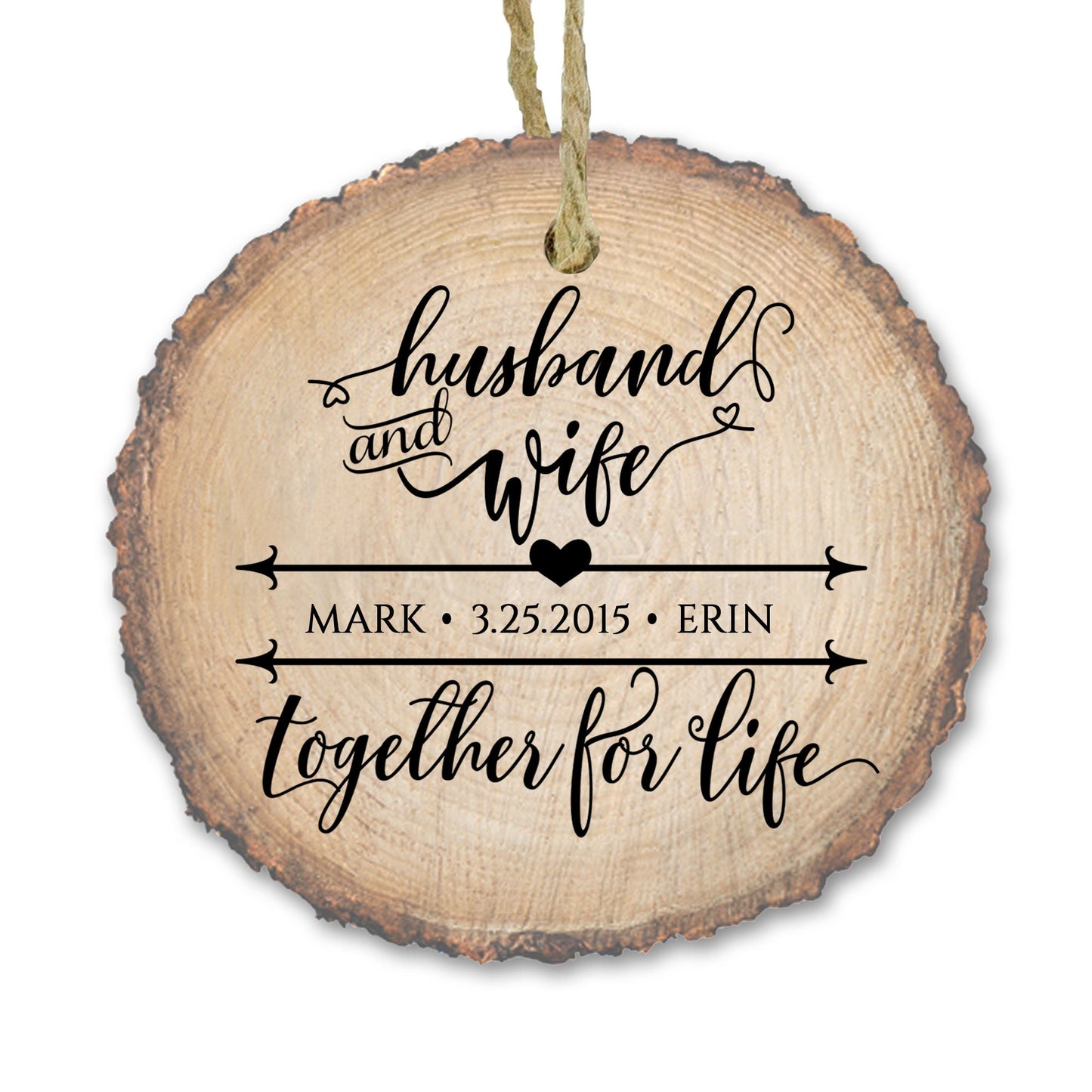 Anniversary Christmas Ornament - Mr and Mrs Couple Ornament - Personalized Wooden Ornament - Custom Tree Decoration for the Newlyweds