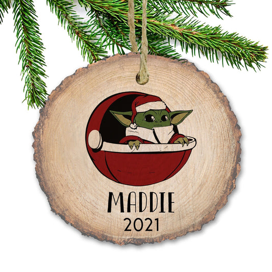 Personalized Sta Wars Ornament, Sta Wars Ornament, Baby Yoda inspired Ornament, Personalized Christmas Ornaments, Personalized for kids