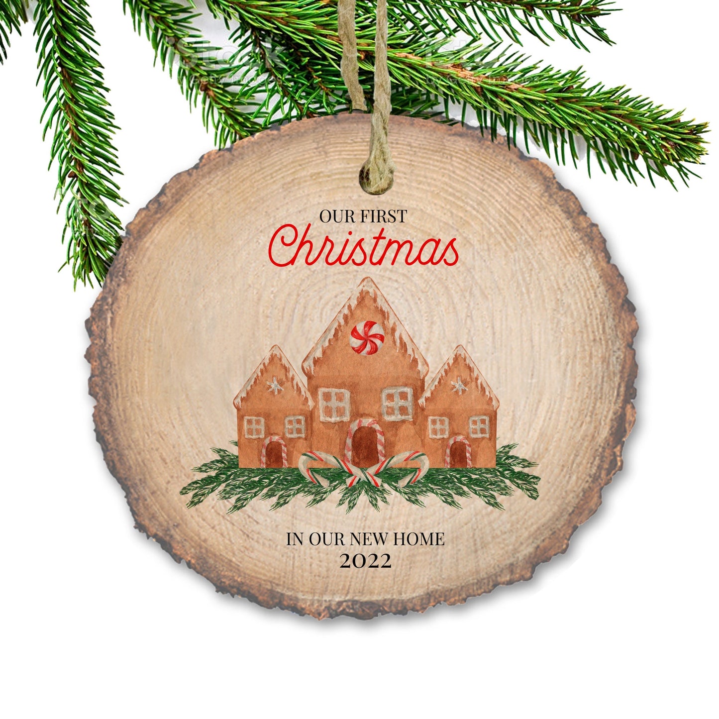 First home ornament, First house, housewarming gift, wood slice Christmas ornament