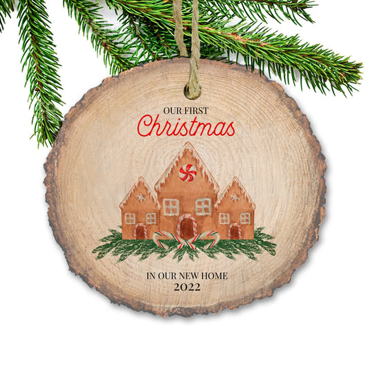 First home ornament, First house, housewarming gift, wood slice Christmas ornament