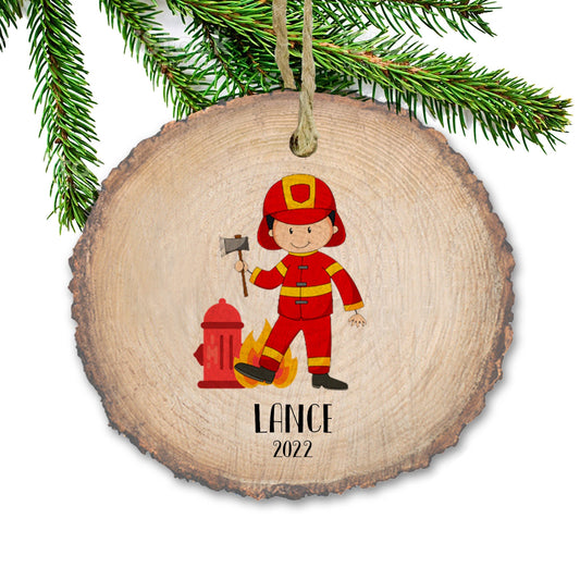 Firefighter ornament, Christmas gift, Personalized ornaments for kids, Name ornament, Firetruck