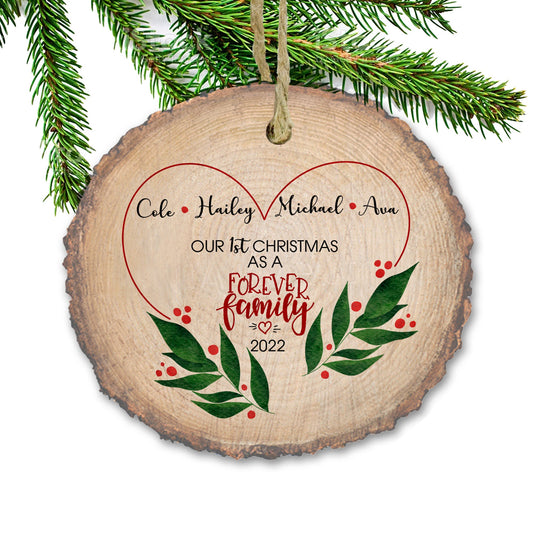Custom Christmas ornament, Adoption ornament, Blended family Christmas gift, Wooden ornament