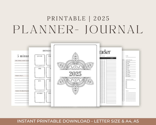 a printable planner with the text printable planner journal