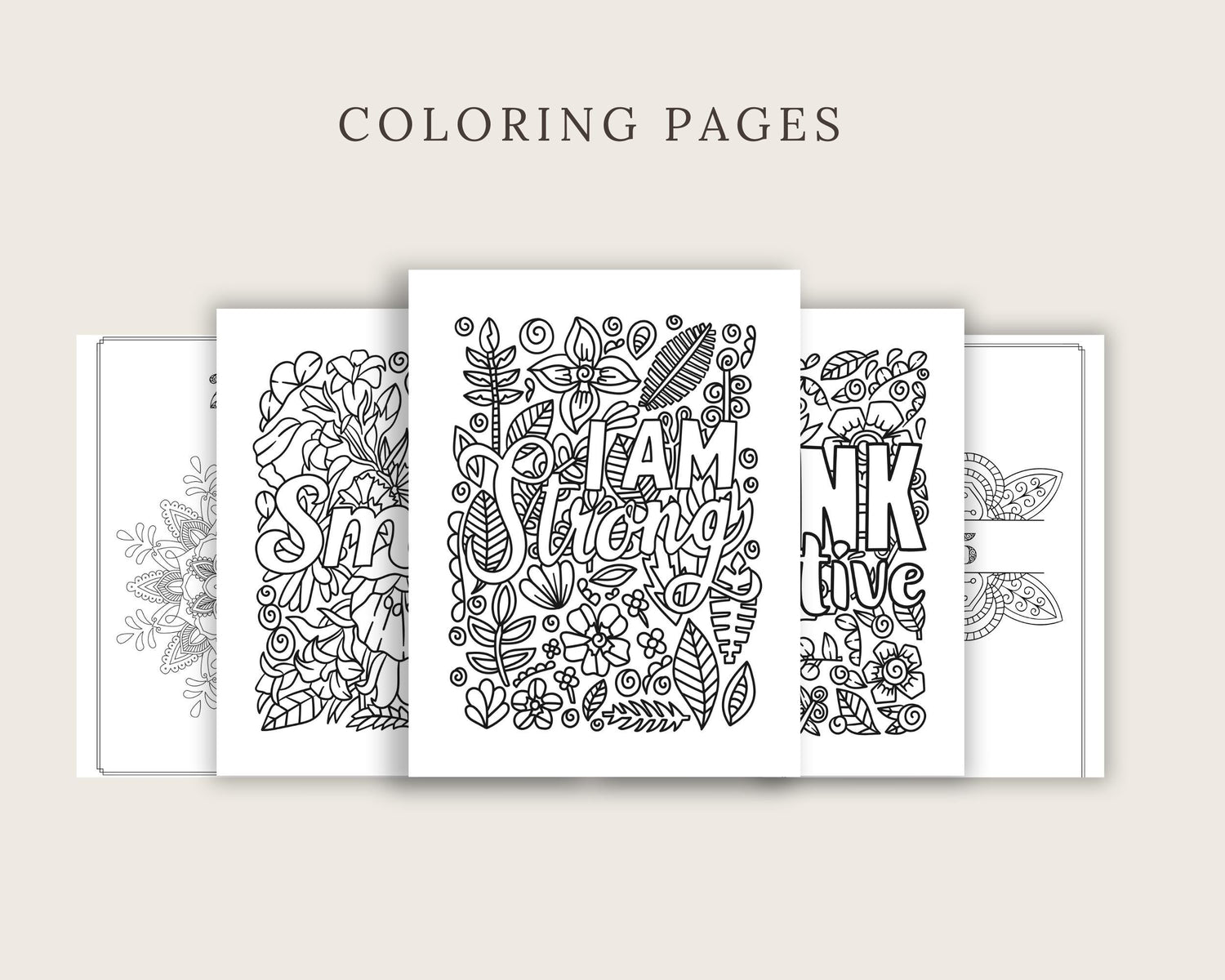 four coloring pages with different designs