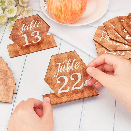 Wooden hexagon table numbers