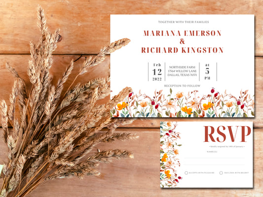 Wildflower Wedding invitation suite