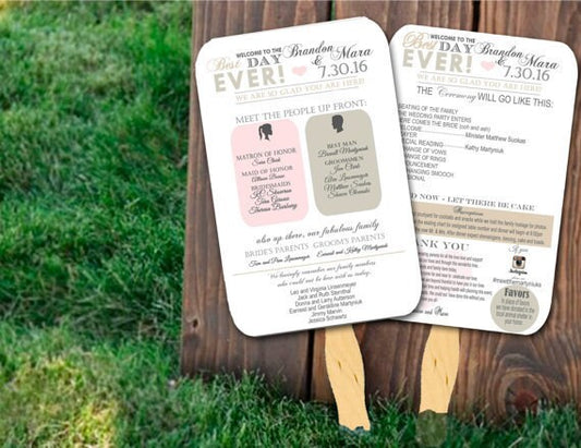 Personalized fans, Wedding fans, Wedding program fans, ANY COLOR, wedding favors, fan wedding program, wedding fan, fully assembled