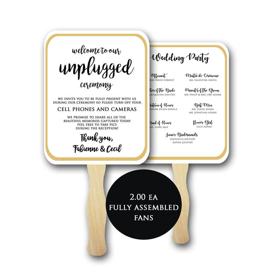 Wedding program fan, unplugged wedding, Wedding fans, wedding fan, wedding programs, unplugged ceremony, fully assembled