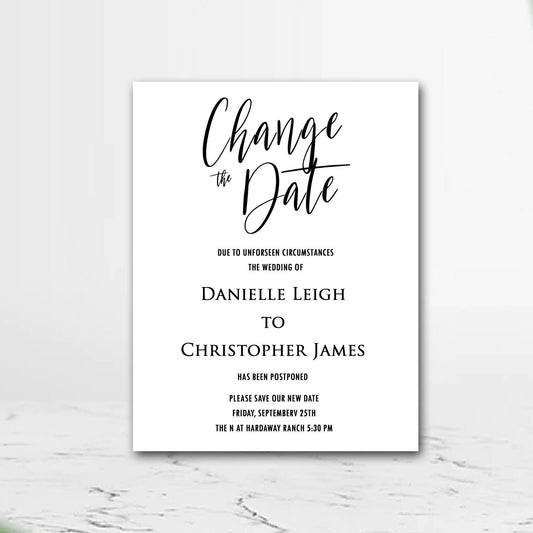 Change the Date Card | Change the Date Card | Change Our Date | Wedding Date Change | Printed or Digital