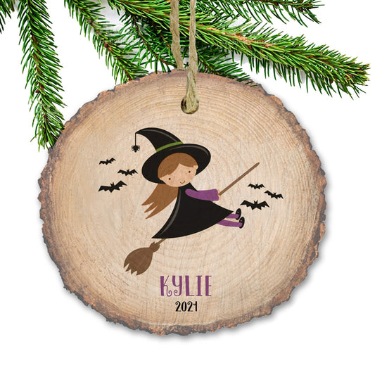 2021 Halloween Witch Ornament, Halloween Ornament, Christmas Wood Slice Ornament, Halloween Ornament, Personalized kids ornament