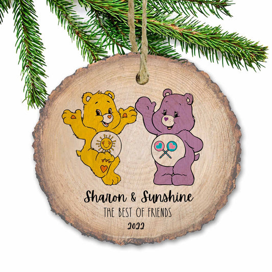 Care Bears Ornament, Share Bear and Funshine Bear, Best Friend Gift, Christmas ornament, Custom ornament, Name ornament, Wooden ornament