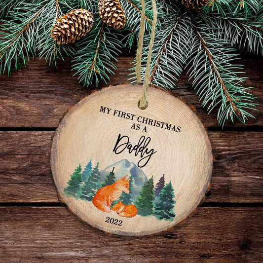 New dad ornament, Daddy Christmas ornament, family ornament, new dad gift, Forrest Wooden ornament